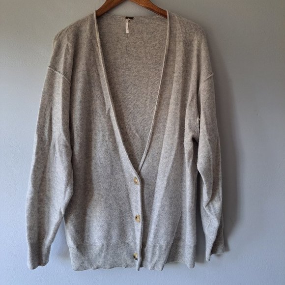 Free People Sweaters - Free People School Boy 100% Cashmere Oversized V Neck Cardigan Gray Size M